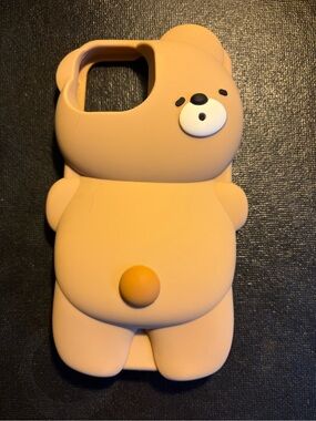 Cute Beige Bear 3D Silicone Phone Case